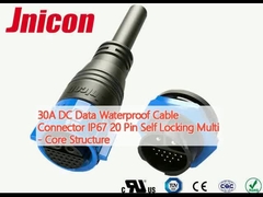 Conector de cabo de dados à prova d'água de 30A DC IP67 Estrutura multi-núcleo de auto-bloqueio de 20 pines