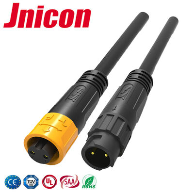 Jnicon 10A M12 2 Pin Molded Cable Connectors Outdoor Waterproof Quick Disconnect