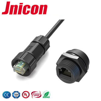 UL PA66 Conector à prova d'água com bloqueio por parafuso de nylon Cat5e M19 RJ45