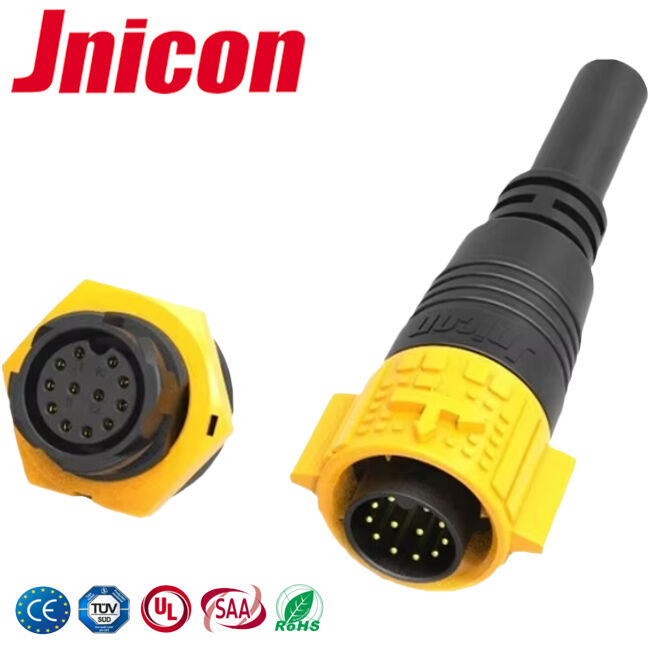 Fio dos conectores IP67 da desconexão rápida de PA66 M19 12Pin 5A para embarcar conectores de cabo