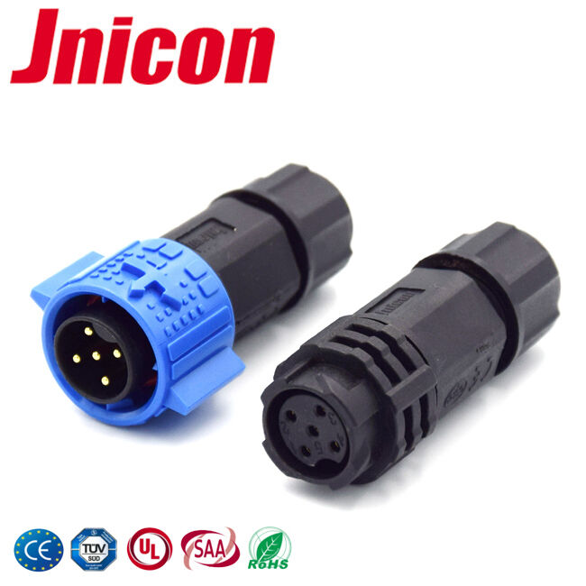 300V M19 Waterproof conectores de alimentação fêmeas masculinos do fechamento do impulso do conector de 5 Pin
