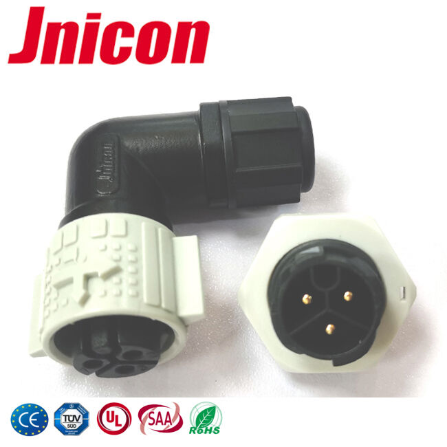 Conector Automotivo à Prova d'Água de 3 Pinos em 90 Graus M19 Conectores de Bloqueio Rápido de 20A