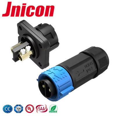50A M25 Conector de energia circular de 2 pinos IP67 Conectores elétricos de fio para placa