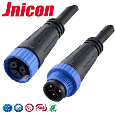 Conector de cabo à prova d'água de 3 pinos dourado M15 10A 300V para LEDs exteriores